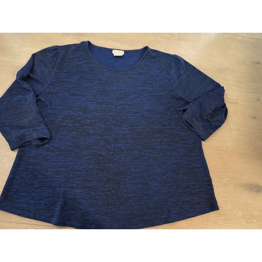 Van Heusen Blue Space Dye Knit Long Sleeve Crew Neck Top XL‎